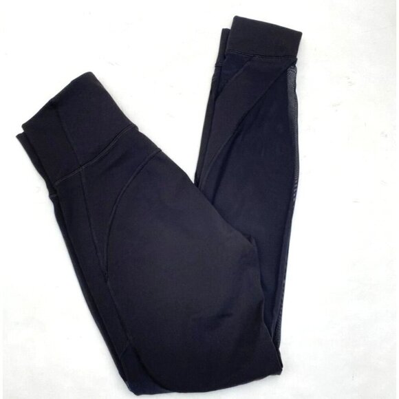 Lululemon Black Mesh Leggings Ankle Cuff Size 6  Preowned B2 - Picture 7 of 11